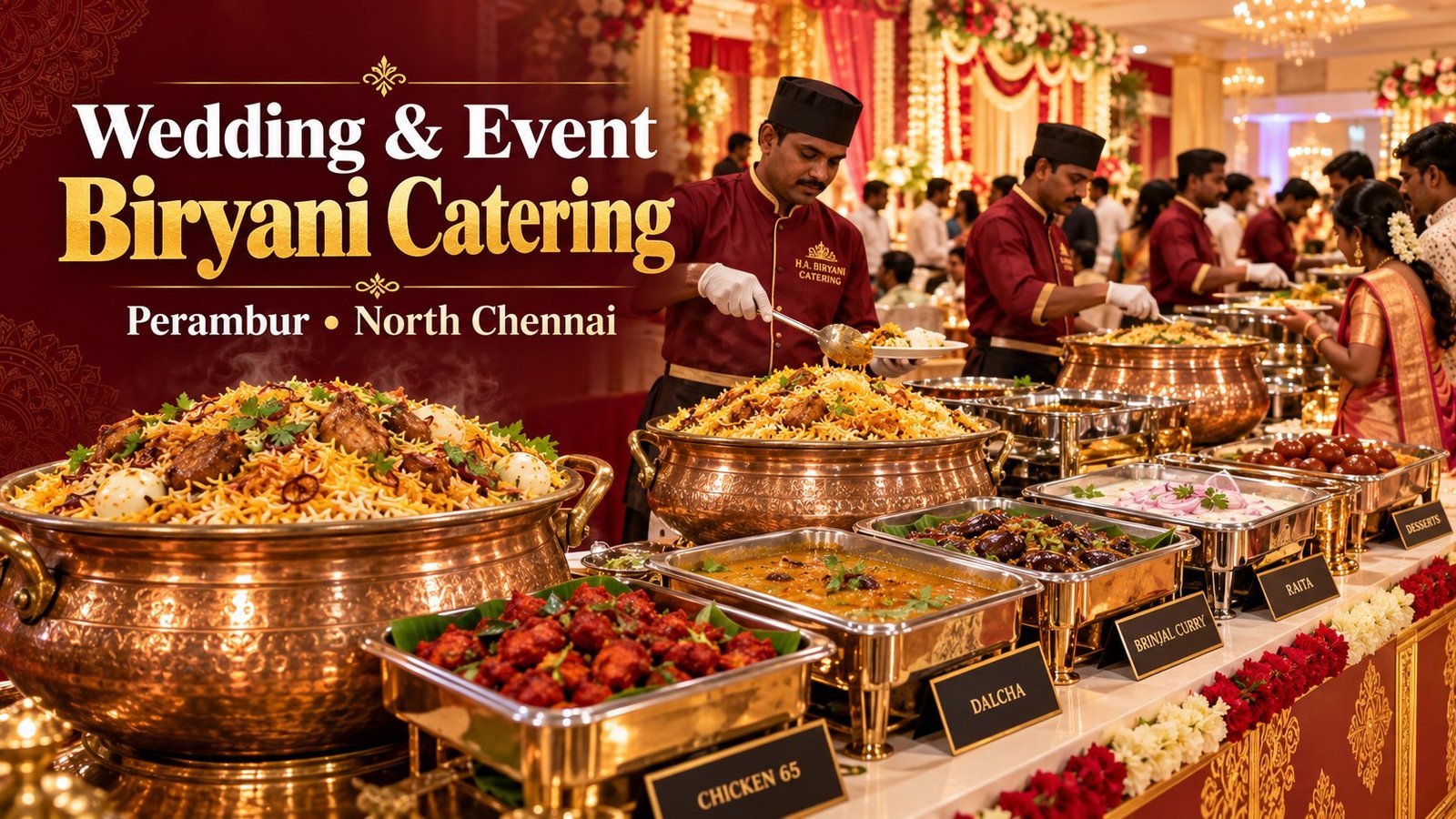 Wedding and event biryani catering buffet in Perambur, Chennai